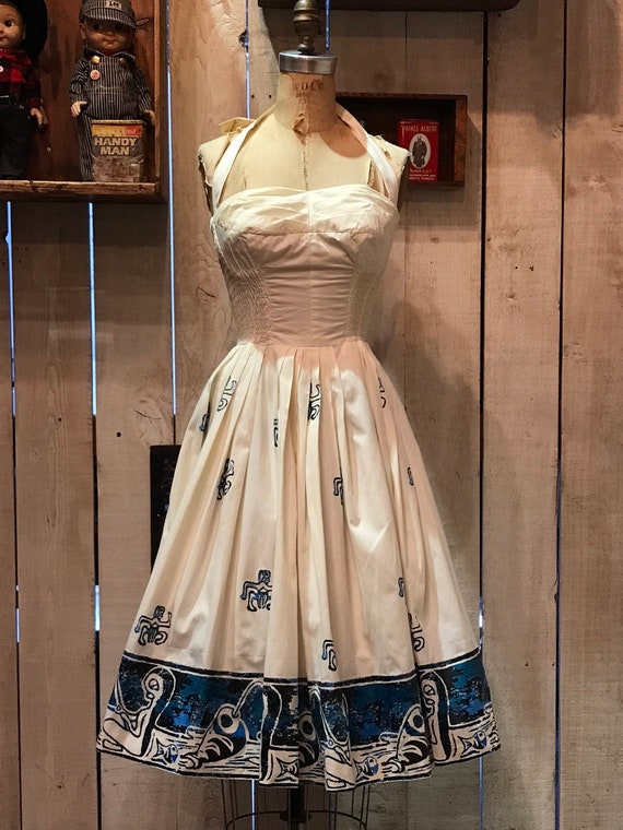 1950s ALFRED SHAHEEN novelty print sun dress • vin