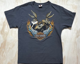 VTG Looney Tunes Bugs Taz Wile Harley Davidson HD T-Shirt