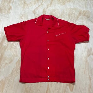 Vtg 50s Rockabilly Bowling Shirt • Air Flow Tag • Flocked Lettering • Loop Collar