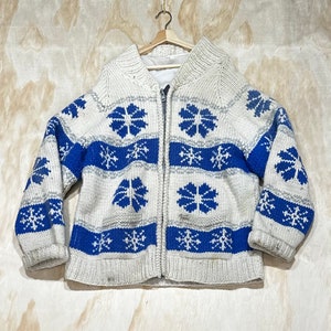 VTG 1960&#39;s Vintage heavy hand knit Cowichan cardigan wool sweater