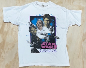 VTG 90s Star Wars The Fantasy Continues Movie promo t-shirt