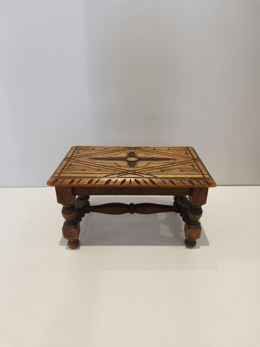 Small Vintage Hand-carved Solid Wood Footstool - Etsy