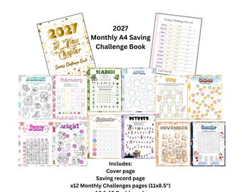 2027 Monthly Saving Challenge Book / Mystery Savings / Budgeting