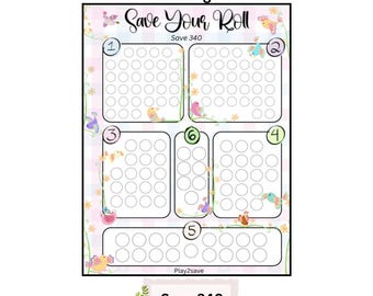Full Page (8.5x11") Roll, Colour and Save Challenge / Save 340 / Budgeting