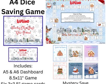 Full Page (A4) Dice and Card Saving Game / Low Budget / Christmas Savings