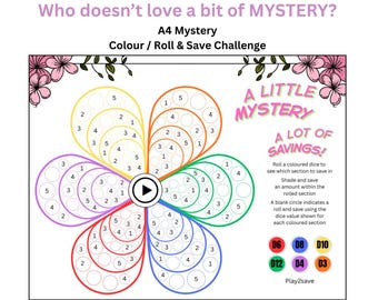 Full Page (A4) Mystery Roll, Colour & Save Challenge / Budgeting