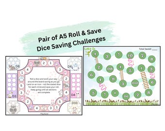 Pair of A5 Roll and Save Dice Saving Games / Budgeting