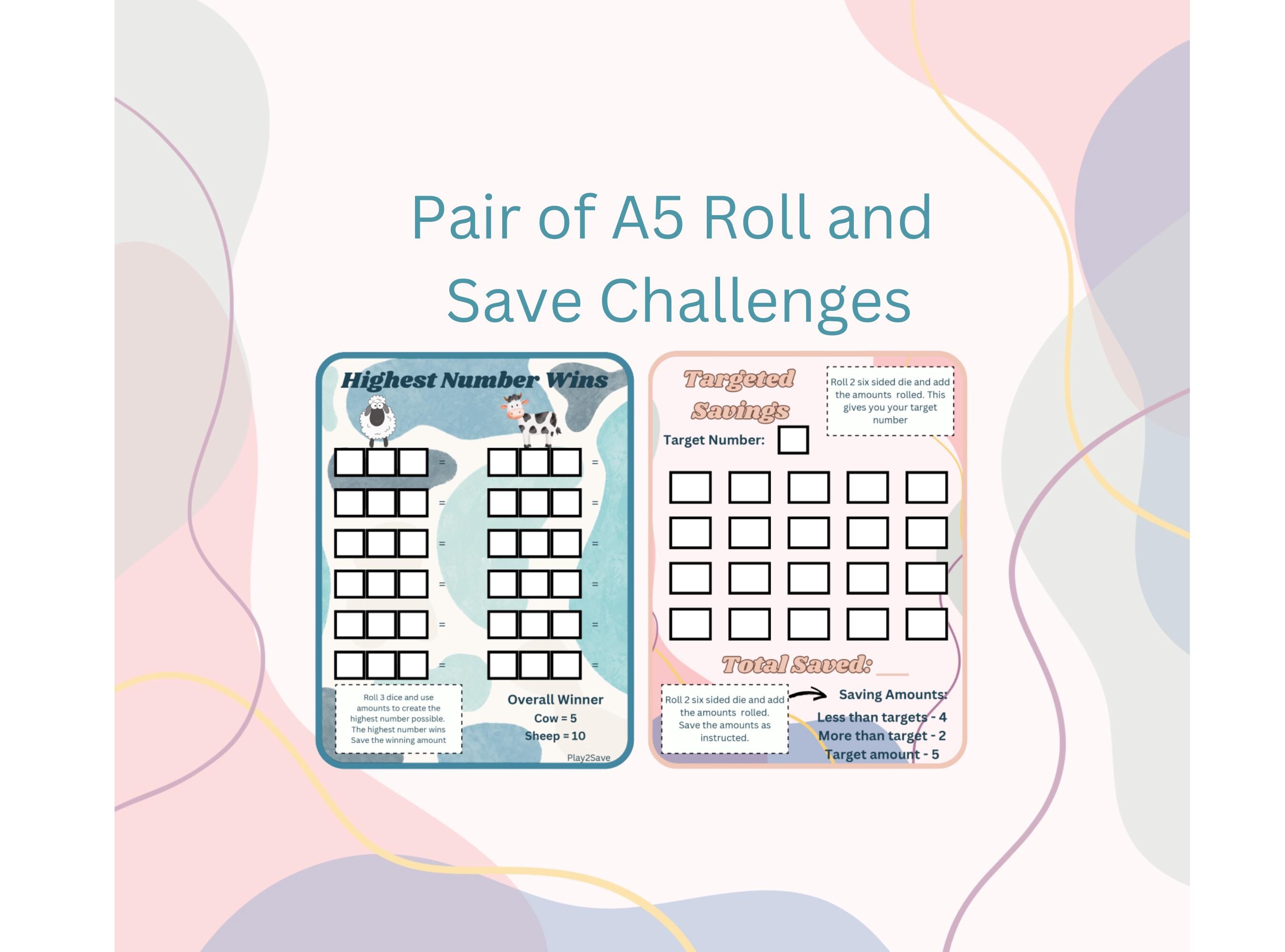 Pair of A5 Dice Saving Challenges / Mystery Saving