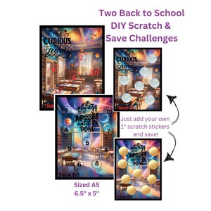 Ein Paar A5 Back to School Digitale DIY Scratch and Save Challenges