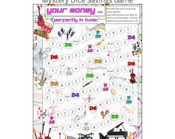 A4 (8.5x11")  Mystery Dice Savings Game / Budgeting