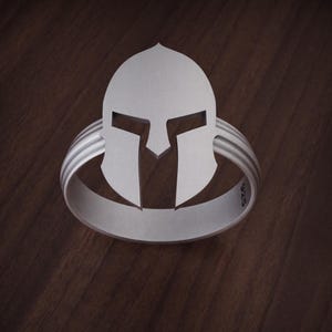 Sterling Silver Spartan Helmet Ring, Gladiator Warrior Symbol Band, Ancient Greek Style Mens Ring, Handmade Bold Statement Jewelry