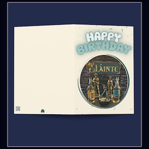 carte d'anniversaire irlandaise | Design inspiré de Thin Lizzy et Phil Lynott (fr) | Trèfle | Sláinte Carte de vœux
