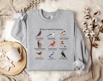 North Carolina Birds Sweatshirt | Cozy Nature Lover Apparel | Gift for Birdwatchers | Perfect for Spring & Summer | Eco-Friendly Option