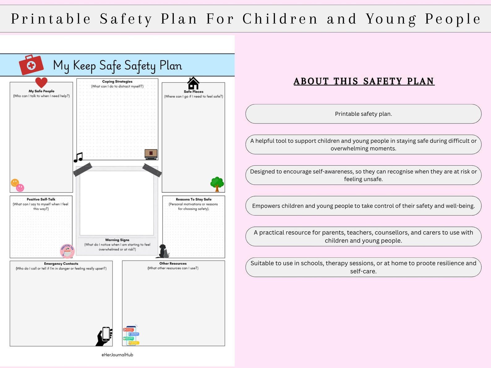 DIGITAL DOWNLOAD | PDF | Printable Keep Safe Safety Plan for Children ...
