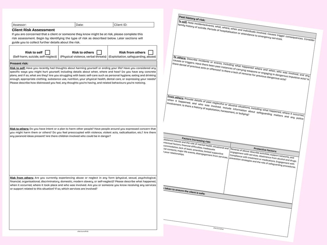 Client Risk Assessment Sample DIGITAL DOWNLOAD | PDF | Printable Client Risk Assessment Form for ...