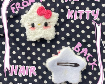 Barrette Hello Kitty étoile au crochet, accessoire Sanrio Kawaii