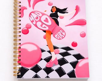 A4 Handmade  Notebook | Semi-rigid cover |  Dot Grid, Weekly Layout | Spiral Bound Journal