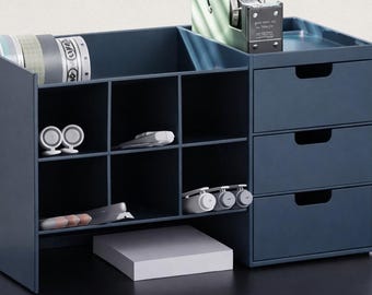 3-Drawer Desktop Organizer with Pencil Holder | Compact Desk Storage Organizer