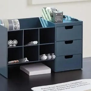 Organizador de mesa com 3 gavetas – Armazenamento modular para escritório | Unidade de gavetas impressa em 3D para escritório em casa, acessórios de mesa, espaço de trabalho minimalista
