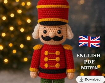 Handmade Crochet Nutcracker Soldier – Pink & Gold Christmas Doll, Xmas Decoration