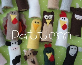 PATTERN-PDF- Barnyard Buddies- Furry Fingers Finger Puppets