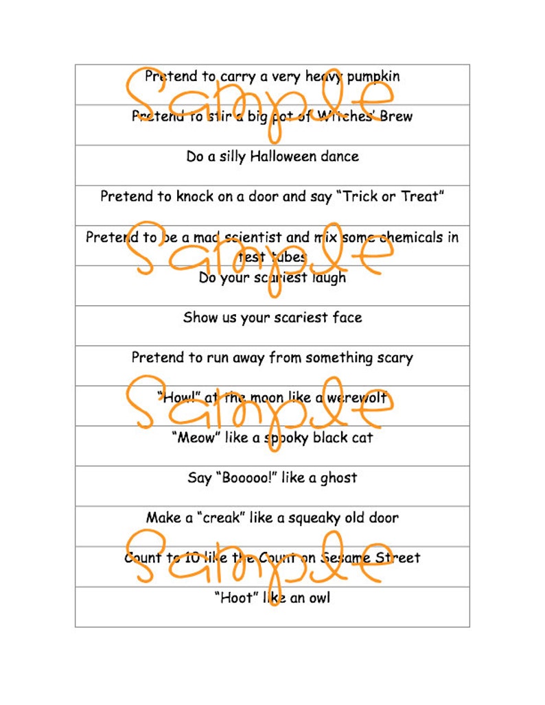 Printable PDF Halloween Charades Party Game Idea image 3