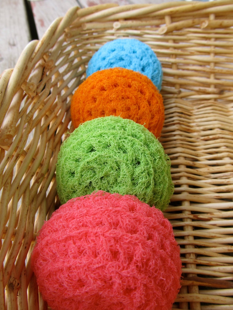 Set of 4 Bright Nylon Net Scrubbies image 1