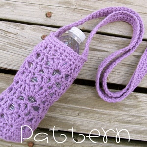 PATTERN- PDF- Lacy Water Bottle Carrier- Crochet