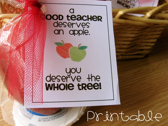 Printable PDF Apple for the Teacher tag Teacher | Etsy