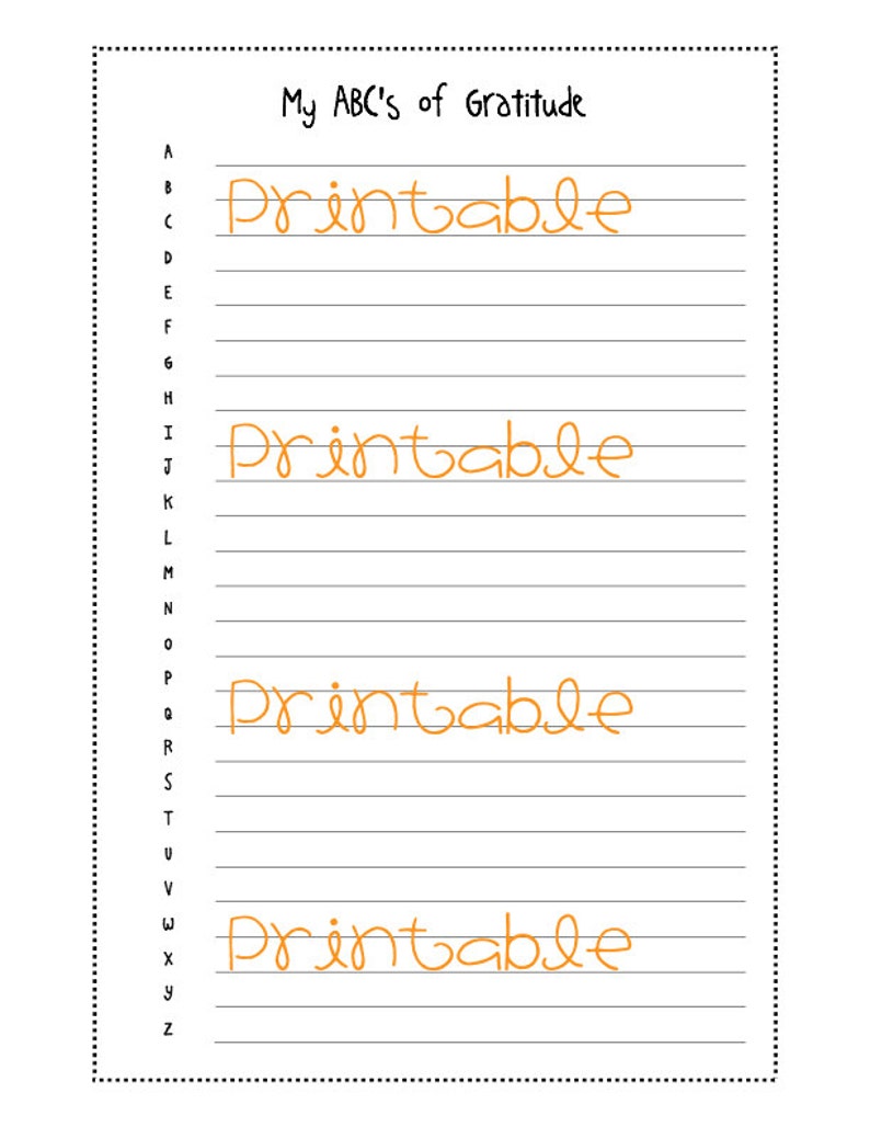Printable PDF Abc's of Gratitude Thanksgiving Activity - Etsy