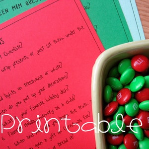 Printable- PDF- Christmas M&M Game- Party Game Idea- family friendly