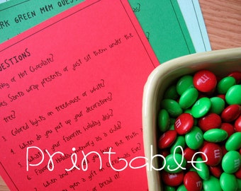 Printable- PDF- Christmas M&M Game- Party Game Idea- family friendly