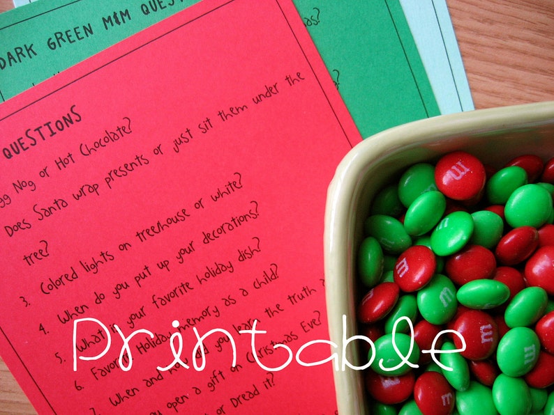 Printable PDF Christmas M&M Game Party Game Idea family friendly image 1