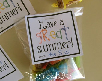 Printable- PDF- Have a Great Summer gift tag- end of school, summer break, Teacher or Student Gift Idea