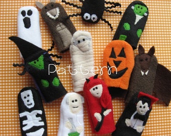 PATTERN- PDF- Halloween Buddies- Furry Fingers Finger Puppets