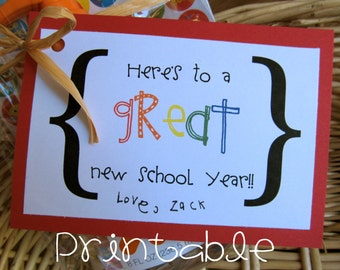 Printable- PDF- Back to School Printable gift tag- new school year, teacher or student gift idea