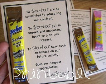 Printable- PDF- Yoo-hoo- Teacher Appreciation Idea