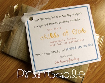 Printable- PDF-  Child of God Popcorn- LDS Primary Birthday Gift Idea