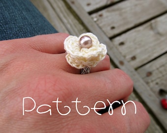 PATTERN- PDF- Lovely Rosette Ring- Crochet