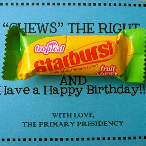 Printable- PDF- Chews the Right- LDS Primary Birthday Gift Idea - Etsy