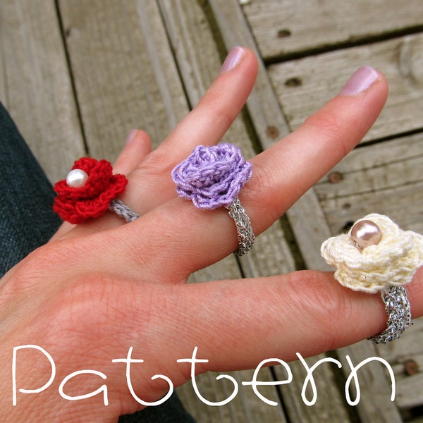 PATTERN- PDF- Lovely Rosette Ring- Crochet