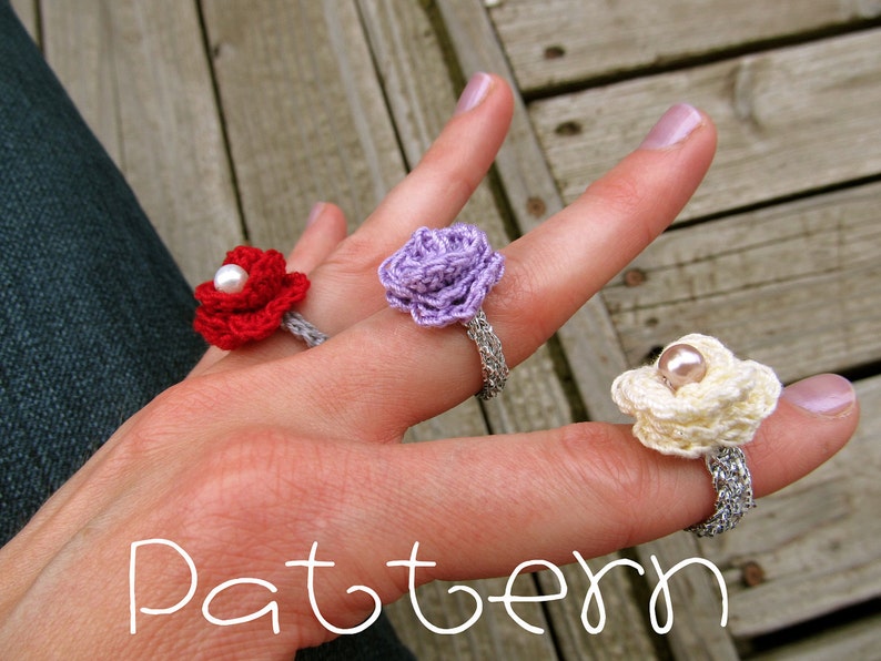 PATTERN PDF Lovely Rosette Ring Crochet image 1