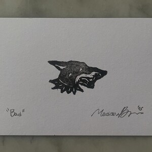 Mini 2.5”x3.5” Rubber Block Prints - Stamp Carving - Linocut (Two stamps minimum) Bad