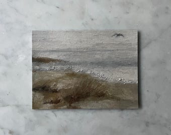 Hazy Shore - 4"x5.3" Giclée Fine Art Oil Pastel Print, Matte Finish