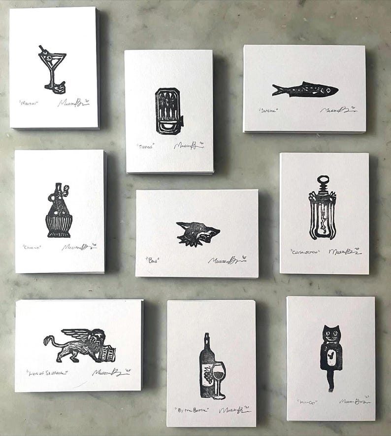 Mini 2.5”x3.5” Rubber Block Prints - Stamp Carving - Linocut (Two stamps minimum) image 1