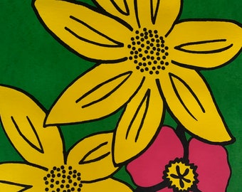 Sunflowers – Limited 4-color Screen Print (Yellow 16x20), Original Hand-Pulled