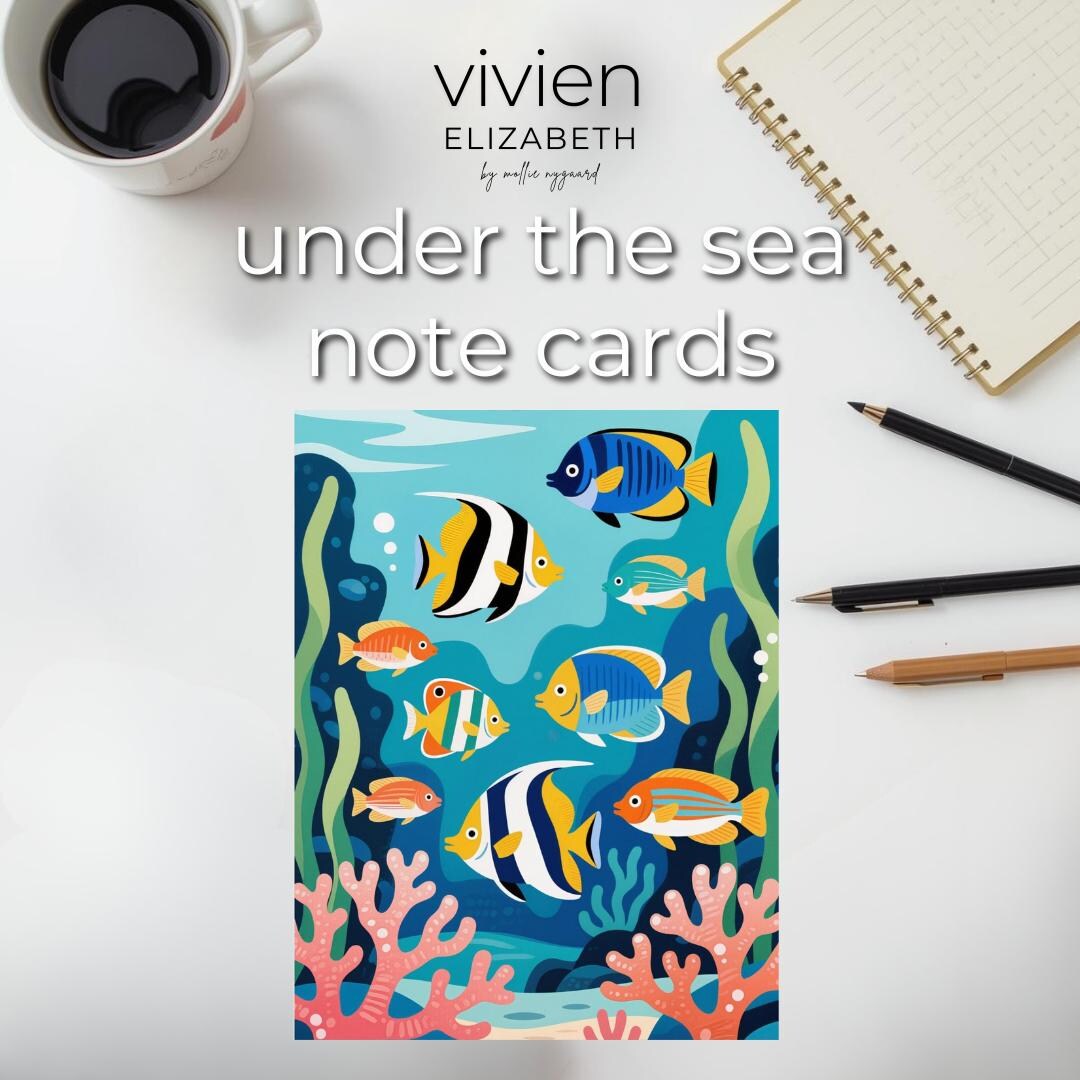 Sea Life Note Sea Life Note Cards | Playful Underwater Scene, 5x7 Blank Cards - Etsy