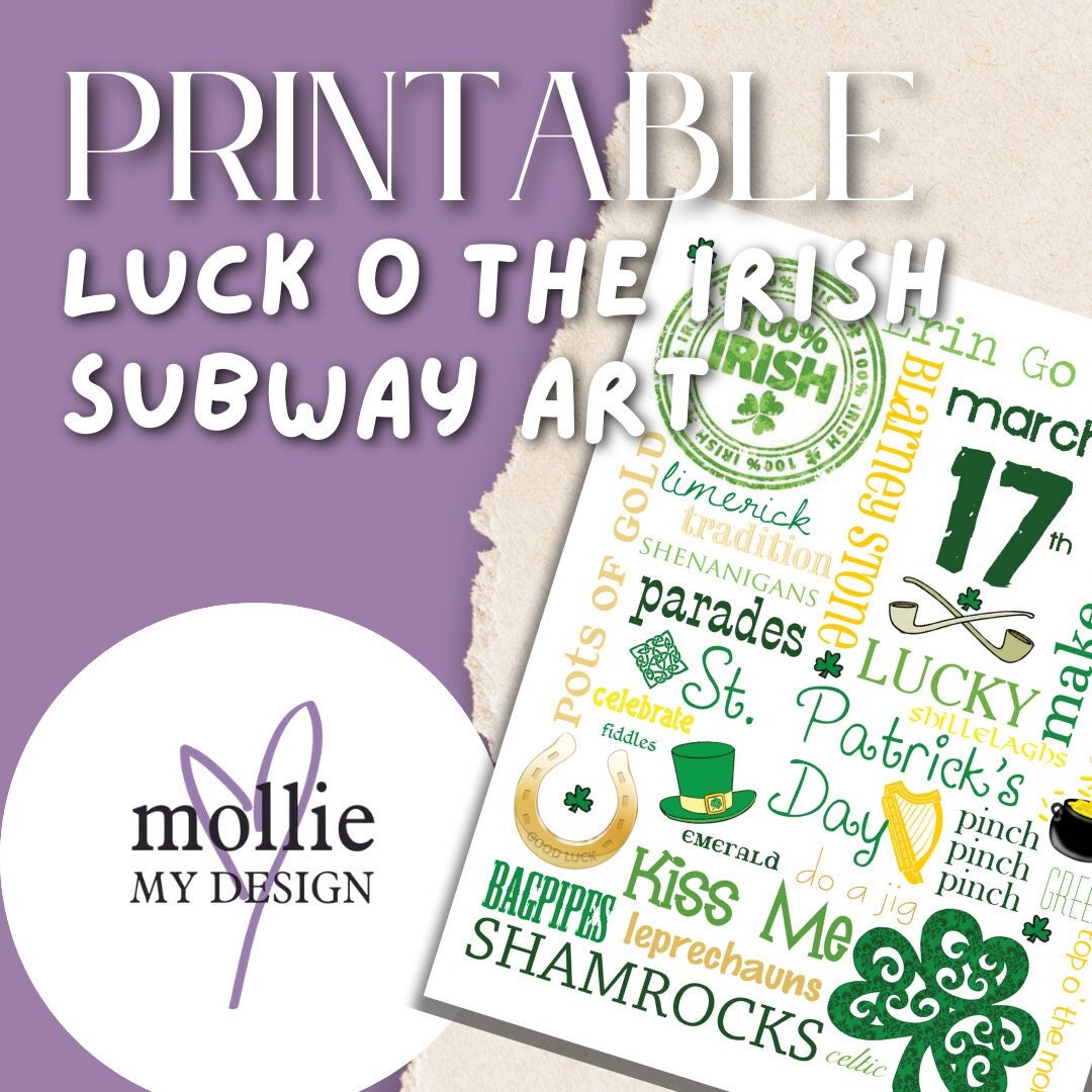 St. Patrick's Wall Decor Irish Subway Art March Decor March Subway Art ...