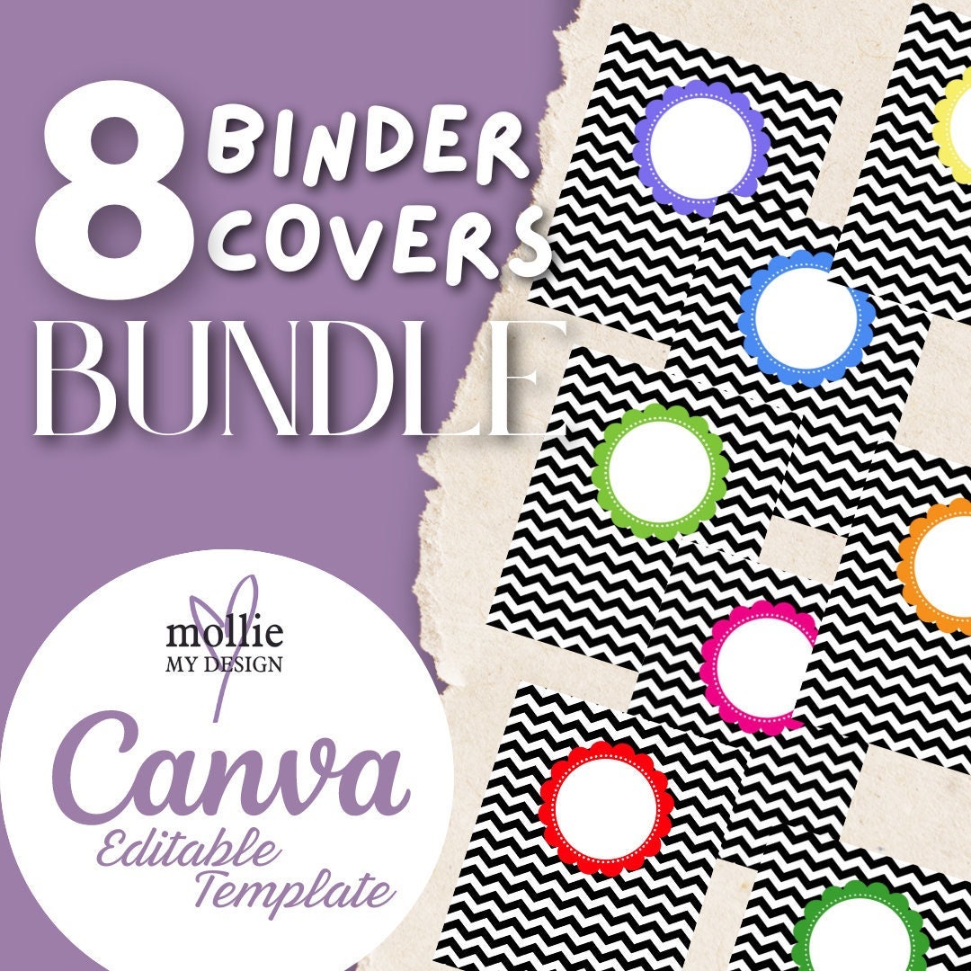 Binder Cover Template Black & White Chevron EDITABLE Binder Covers 8