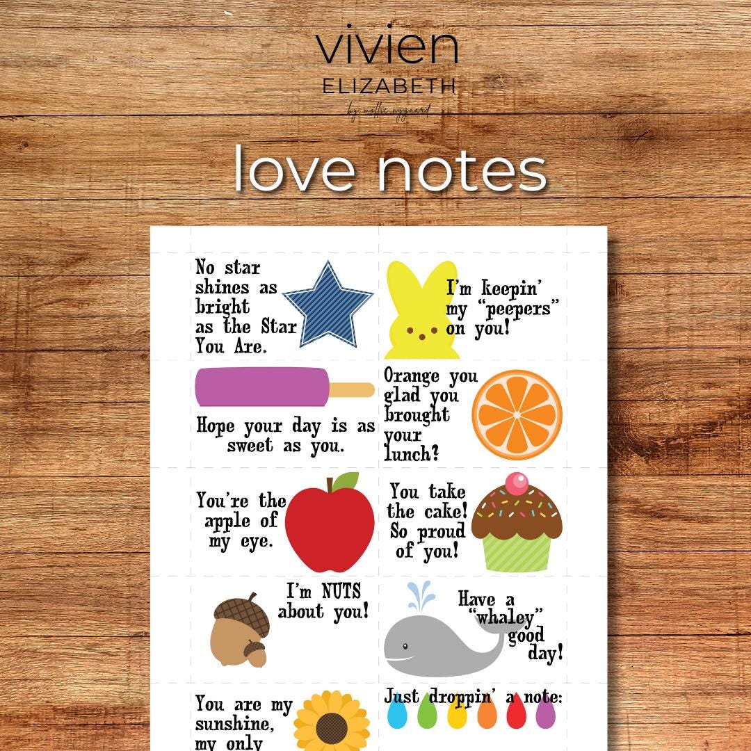 Love Notes Printable by Vivien Elizabeth - Digital Pdf | Great Day ...